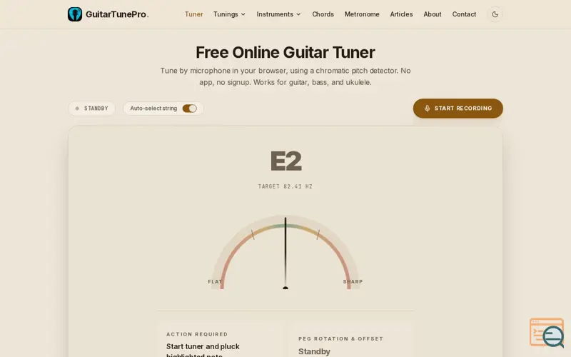 Screenshot of GuitarTunePro