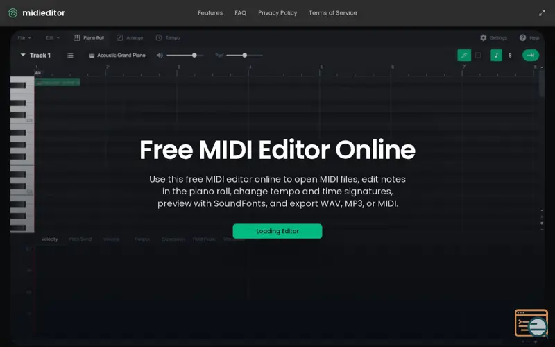 Screenshot of midieditor