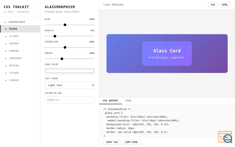 Screenshot of CSS Toolkit