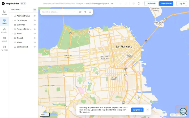 Screenshot of Map builder — free map customizer & exporter (successor to Google Map Customizer), a launch using Buying Buddy