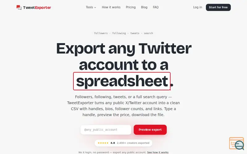 Screenshot of Tweetexporter