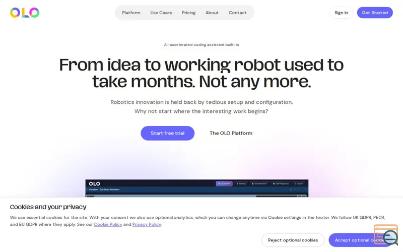 Screenshot of OLO Robotics