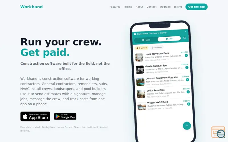 Screenshot of Workhand