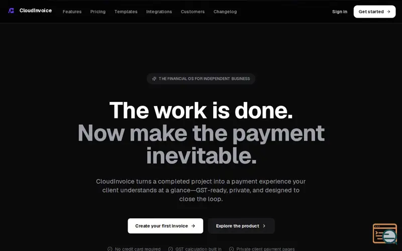 Screenshot of CloudInvoice