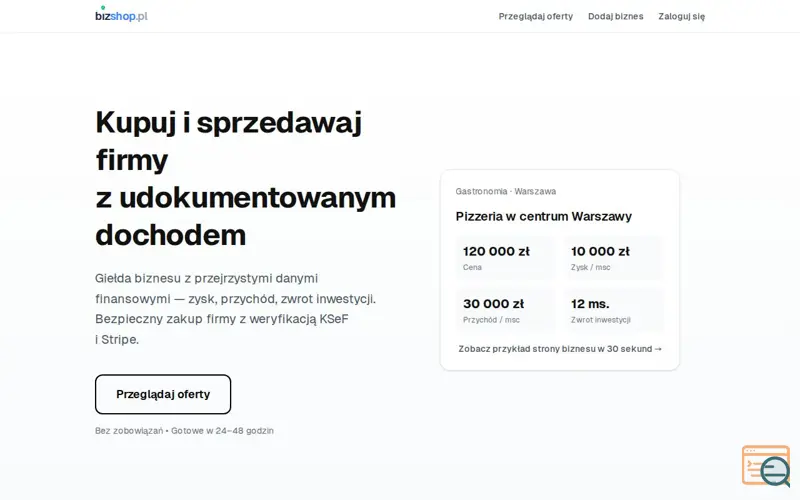 Screenshot of BizShop, a launch using SeoHost