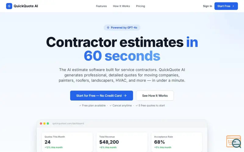 Screenshot of QuickQuote AI