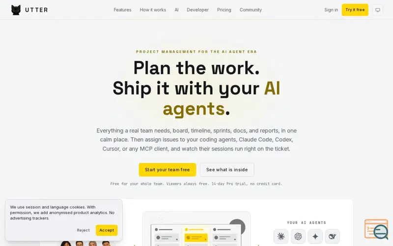 Screenshot of Utter, a launch using PrivateEmail