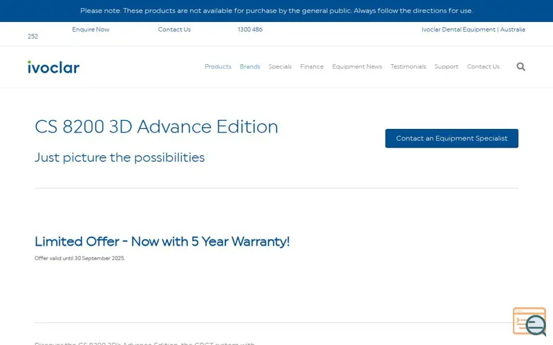 Screenshot of Carestream CS 8200 3D Advance Edition , a launch using PureChat
