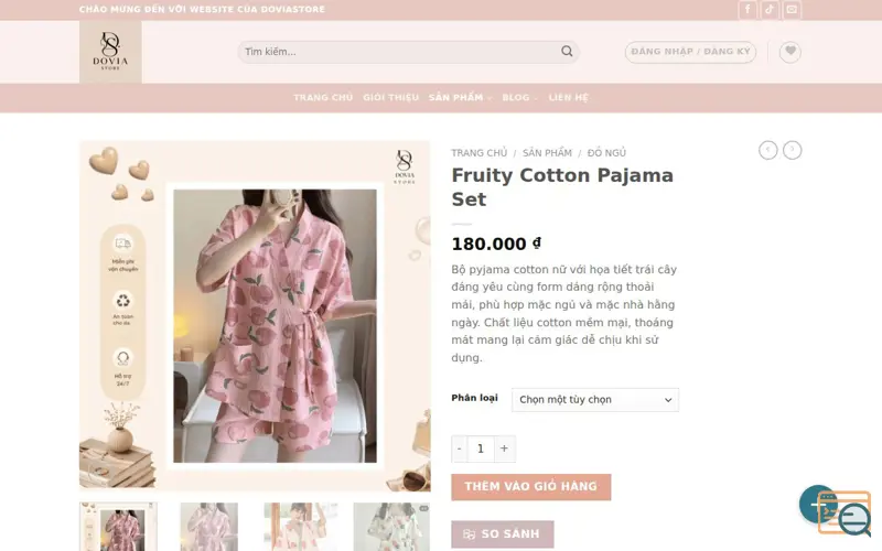 Screenshot of Dovia Store