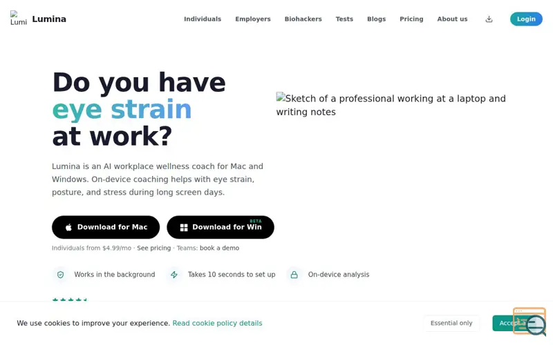 Screenshot of Lumina AI Wellness, a launch using NextGen Tools