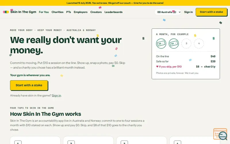 Screenshot of Skin In The Gym