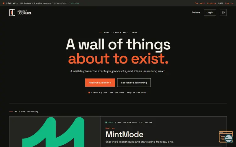 Screenshot of Startup Lockers