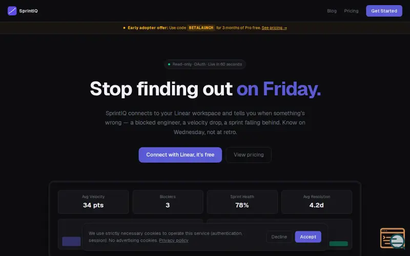 Screenshot of SprintIQ