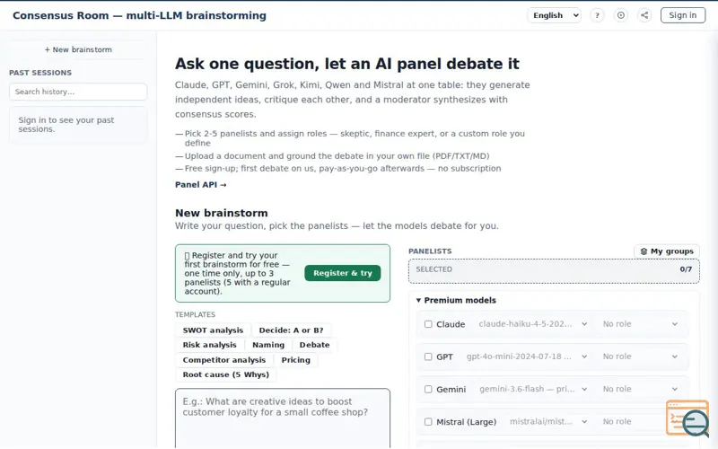 Screenshot of Consensus Room