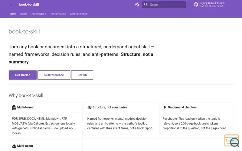 Screenshot of book-to-skill