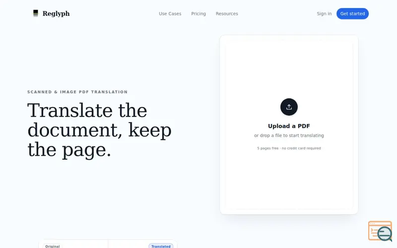 Screenshot of Reglyph, a launch using SimilarLabs