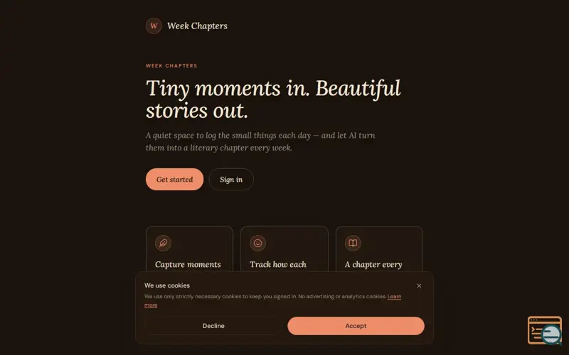 Screenshot of Week Chapters