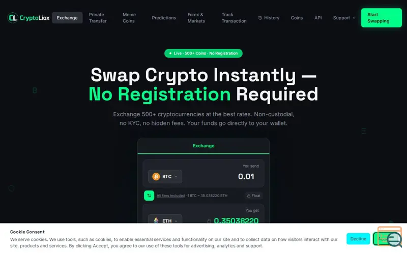Screenshot of CryptoLiox