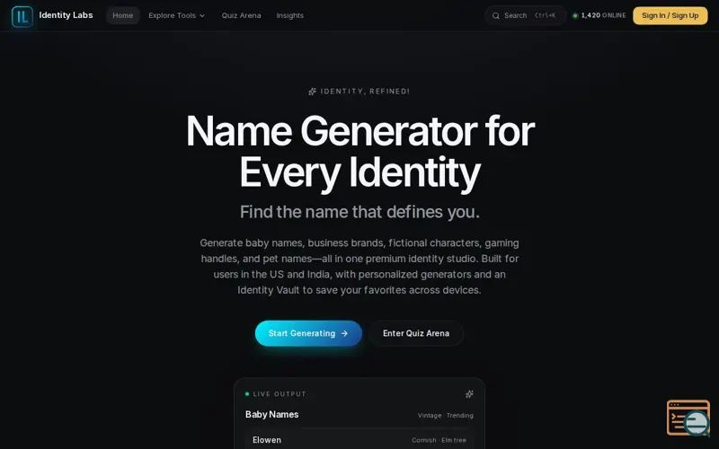 Screenshot of Identity Labs by PandaCraft Sites