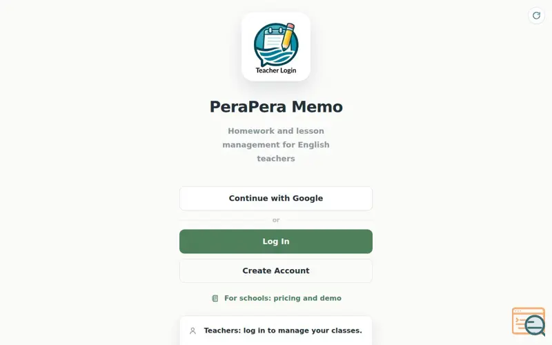 Screenshot of PeraPera Memo for Teachers