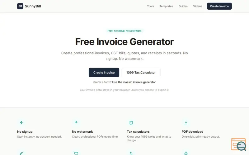 Screenshot of SunnyBill