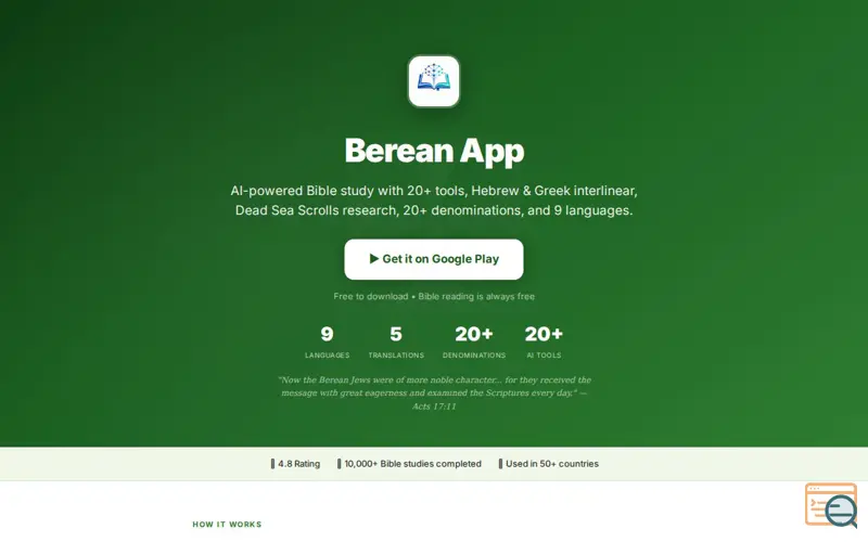 Screenshot of Berean app
