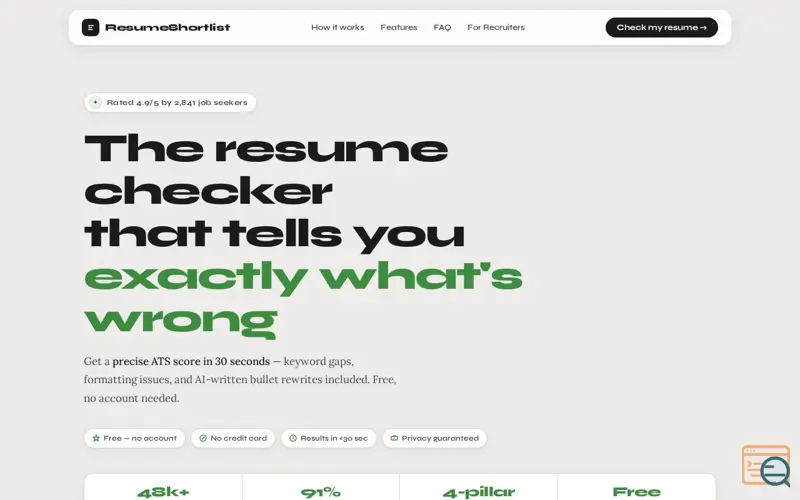 Screenshot of ResumeSAI