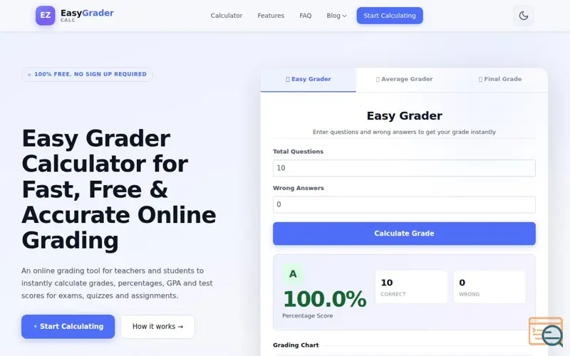 Screenshot of Easy Grader Calc