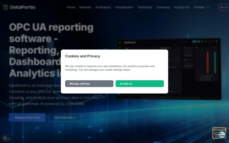 Screenshot of DataPortia