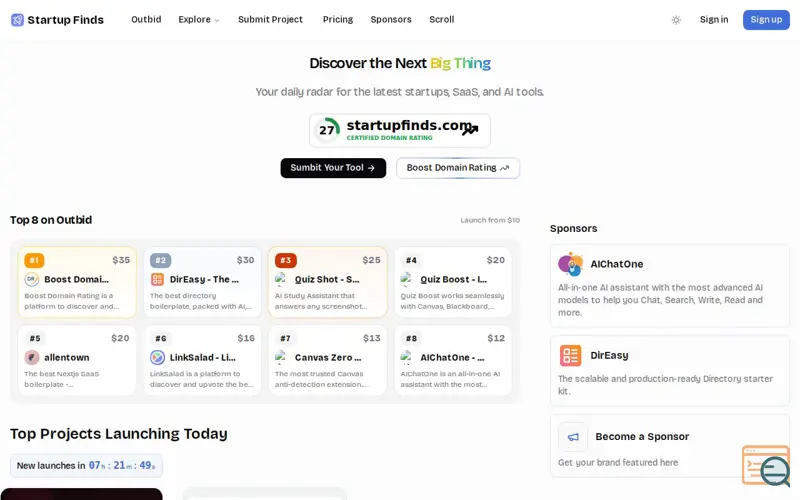 Screenshot of Startup Finds - Startup Finds is a platform to discover and upvote the best tech products. Find top products launching daily., a launch using LaunchBoard