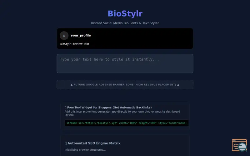 Screenshot of BioStylr