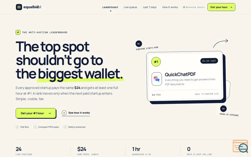 Screenshot of EqualBid