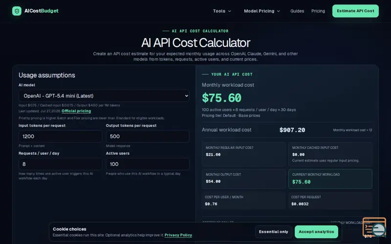 Screenshot of AICostBudget