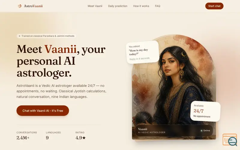 Screenshot of AstroVaanii