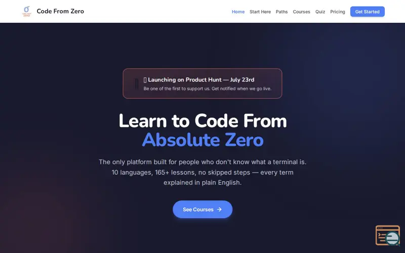 Screenshot of Code From Zero 