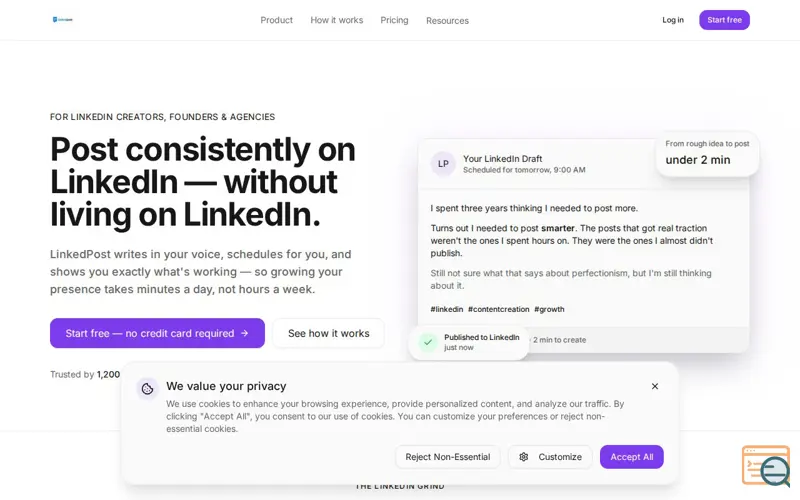 Screenshot of Linkedpost