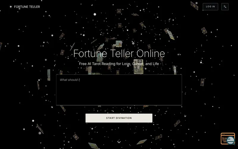Screenshot of FortuneTellerOnline, a launch using Huntify AI