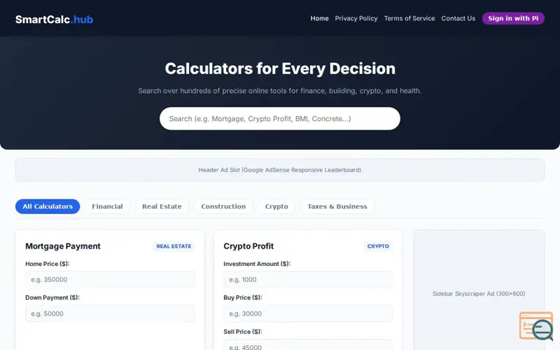 Screenshot of Smart Calculators Hub