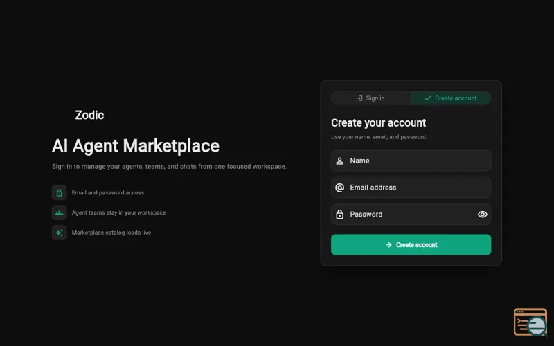 Screenshot of Zodic - AI Agent Marketplace