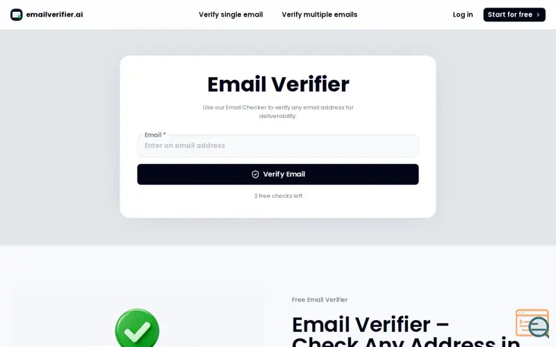 Screenshot of emailverifier.ai