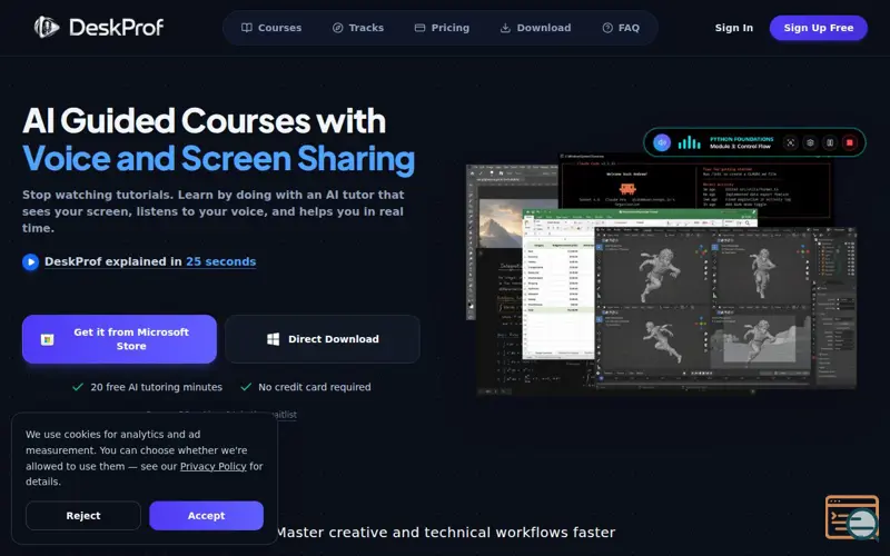 Screenshot of DeskProf - AI Personal Tutor & Desktop Co-Pilot