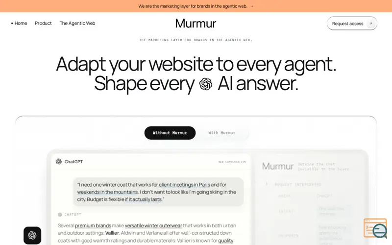 Screenshot of The marketing layer for the agentic web | Murmur