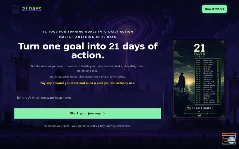 Screenshot of 21 Days Store — Your #1 AI Learning & Accountability Tool