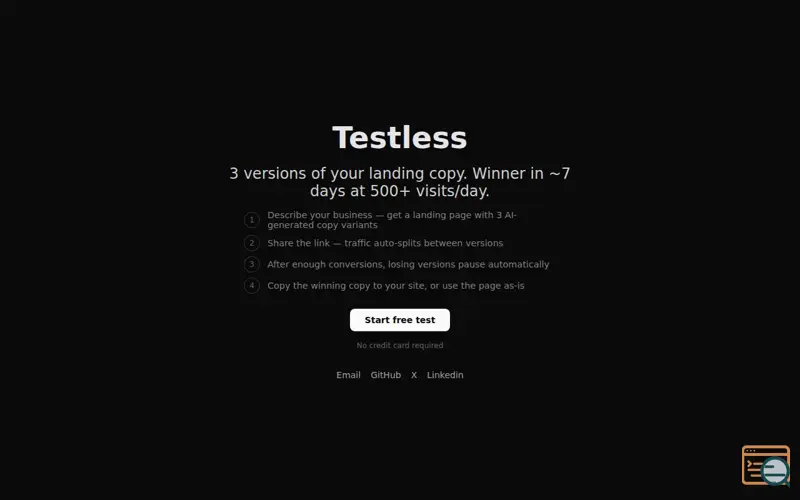 Screenshot of Testless