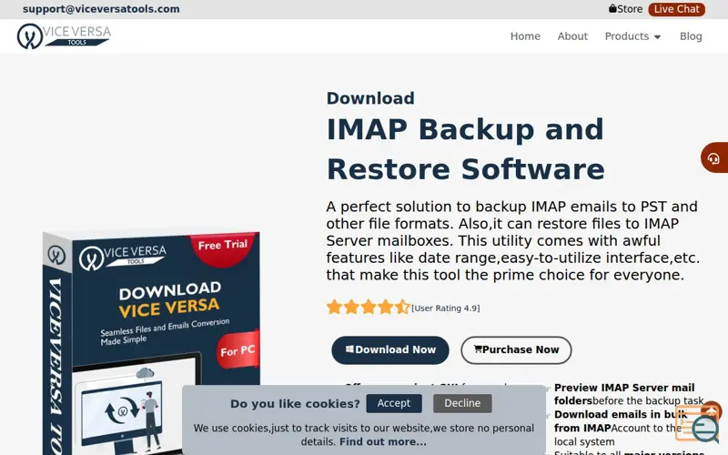 Screenshot of ViceVersa IMAP Backup & Restore Software