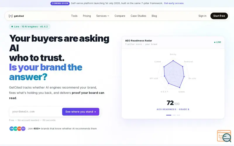 Screenshot of GetCited