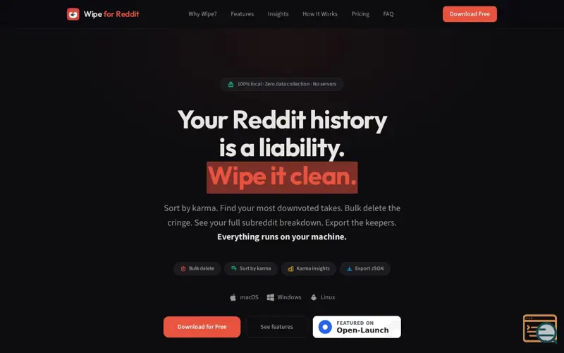 Screenshot of Wipe for Reddit