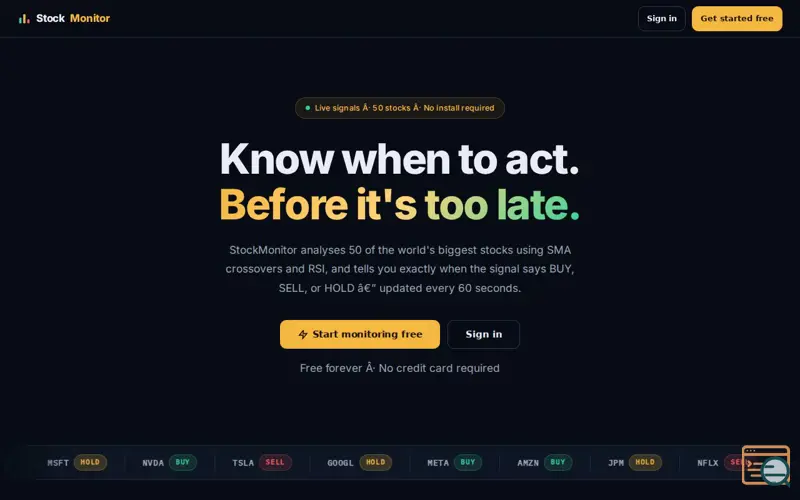 Screenshot of StockMonitor