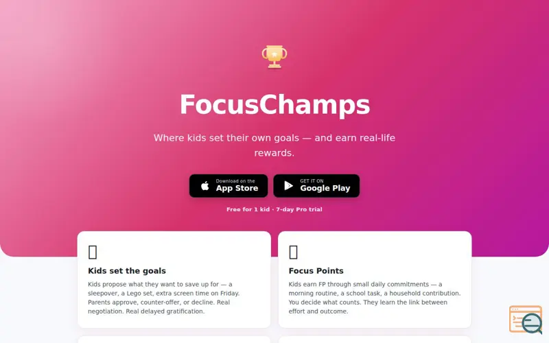 Screenshot of FocusChamps