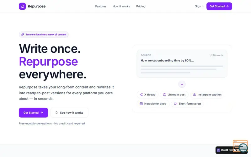Screenshot of Repurpose